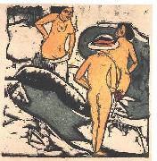 Bathing women between white rocks, Ernst Ludwig Kirchner